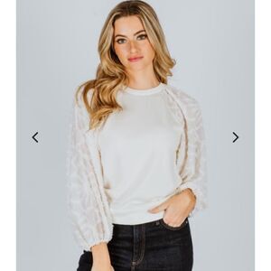NWT Tanya Taylor Elona Wool Knit Top in Chalk Medium